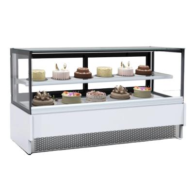 China Double-temperature cake display refrigerator/bread display cabinet right angle stainless steel, marble base - buy bakery display cabinet, Cak for sale