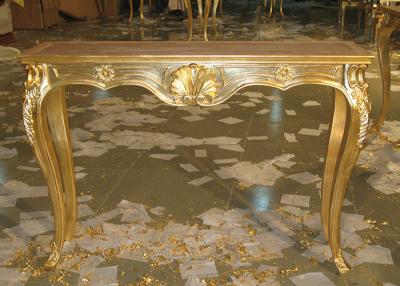 China Luxurious Hand Craft In Gold Leaf Finish Wooden Consoles For Living Room for sale