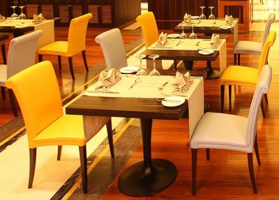 China Wood Restaurant Furniture Set Modern Dining Room Tables Black Metal Legs for sale