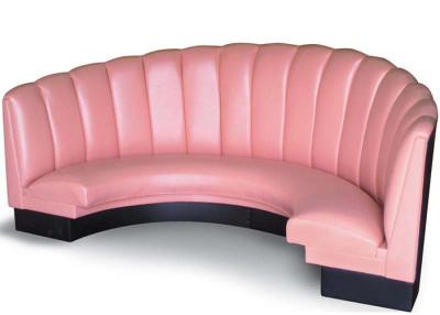 China Half Moon Shell Restaurant Pink Leather Sofa Environment-friendly for sale