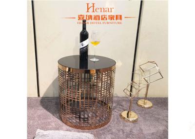 China Hotel Living Room Furniture , Luxury Decor Metal Wire Base Round Coffee Table for sale