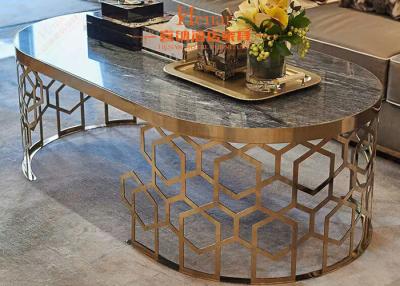 China Modern Simple Luxury Living Room Furniture , Marble and Rose Gold Coffee Table for sale