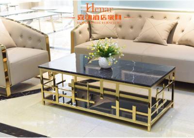 China Rectangle Gold Luxury Living Room Furniture Stainless Steel Glass Coffee Table Fashionable for sale