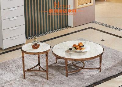 China OEM Luxury Living Room Furniture , Rose Gold Stainless Steel Coffee Table with Marble Top for sale