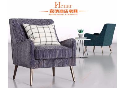 China Gold Luxury Metal Leg Modern Lobby Furniture Fabric Chair For Hotel Leisure Area for sale