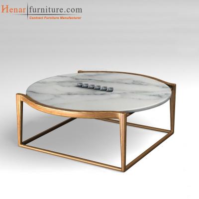 China Ash Wood Square Base Modern Dining Room Round Marble top Coffee Tables for sale