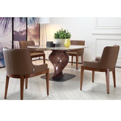 China Hotel Or Restaurant Furniture Dining Room Armchair With Fabric Seat Brown Color for sale