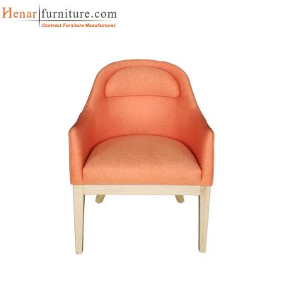 China Orange Fabric Upholsotery Wooden Frame Dining Chair Hotel Restaurant Furniture for sale