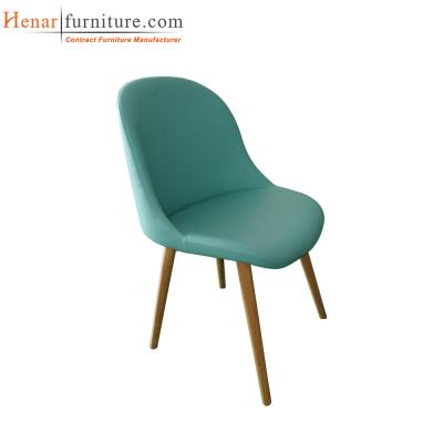 China Simple Design Teak Wood Leg Leather Upholstery Dining Chair Restaurant Furniture for sale