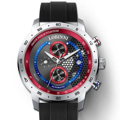 China Unique Date LOBINNI Automatic Rubber Dial Wristwatch Big Size Mechanical Men's Watches for sale