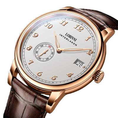 China Super-thin luxury fashion automatic movement date LOBINNI leather waterproof automatic wristwatch watches for men stainless around 20cm for sale