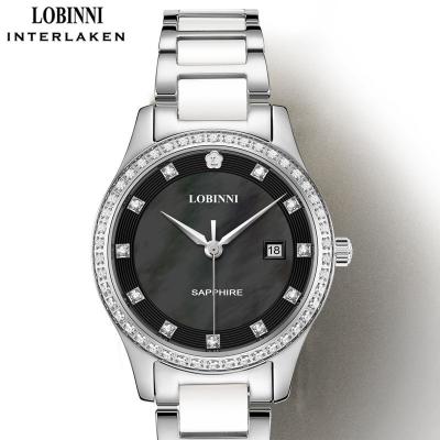 China Lady Fashion Watch Business Date LOBINNI 2005L 12S/24H Automatic Luxury Watches For Women 2019 Stainless Steel Ceramic Indicator for sale