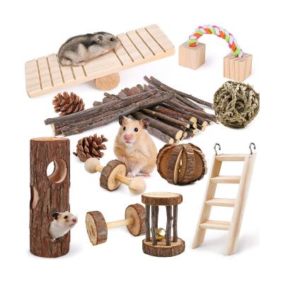 China Small Animals Hamsters House Scenario Decorative Wooden Hamster Cage Wooden Accessories for sale