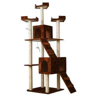 China Cat Wooden House Tower Scratcher Large Cats Sustainable Wooden Climbing Tree for sale