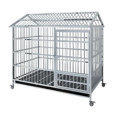 China Breathable Indoor Outdoor Stainless Steel Pet Kennel Foldable Double Door Kennel Dog Cage for sale