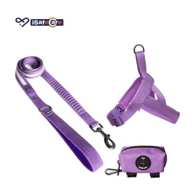 China Custom Manufacturer Hot Sale Purple Color Leash Arms Strong Luxury Dog Harness Set For Dog Walking for sale