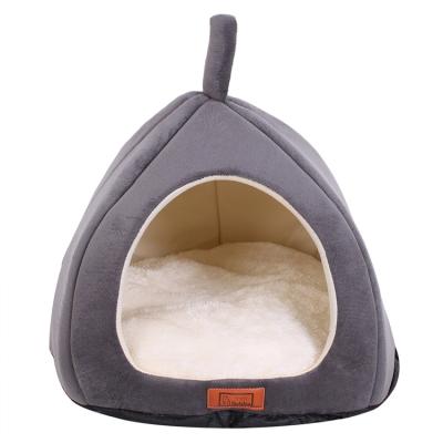 China Travel Bobbypet Petbed Washable Dog Cave Small Dog Igloo Tent Cat Plush Bed Self Heating Winter Warm Fleece for sale