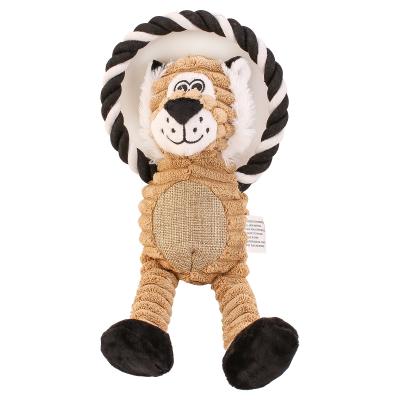 China Sustainable Eco Friendly Toy Squeaky Voice Lion Plush Dog Chew For Puppies for sale