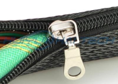 China PET Nylon Material Zipper Cable Sleeve Braided Wrap Customized Size Good Harness for sale