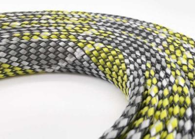 Κίνα Λουρί ηλεκτρικό πλεγμένο Sleeving 80mm καλωδίωσης νημάτων της PET PP κίτρινο μαύρο χρώμα προς πώληση