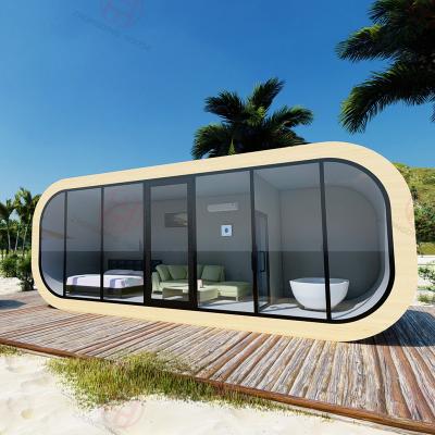 China Stahlvorgefertigter Behälter Portable Luxus Flat Pack Modular Kleine Außenkabine Büro Pod Garten Apple Pod zu verkaufen