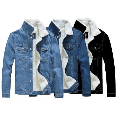 China Autumn and winter fashion breathable classic plus size men's denim thick with fur collar with striped for sale