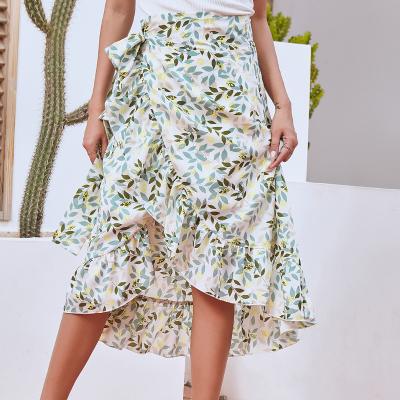 China Casual Breathable A Line Floral High-Waist Long Line OEM/ODM Maxi Women Print Skirt Printed Pattern Skirts Vintage Floral Skirt for sale