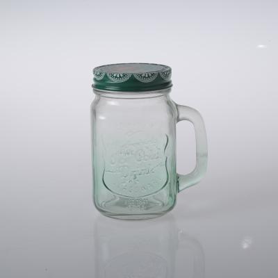 China Hot Selling Minimalist Wide Mouth Glass Color Mason Jar Glass Drinking Jar With Metal Screw Lid for sale