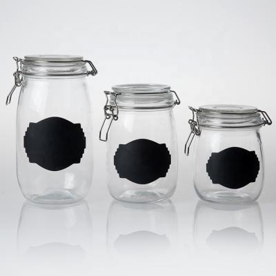 China Minimalist Eco - Friendly Clear Glass Storage Jar With Airtight Seal Clip Glass Lid for sale