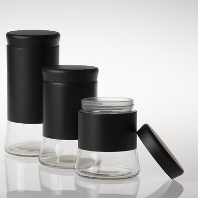 China Canning Food Houseware Stainless Steel Liner and Lid Kitchen Use Coffee Glass Storage Containers and Tea Glass Jar for sale