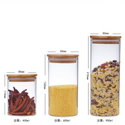 China High Borosilicate Glass Food Containers Custom Storage Most Popular Microwavable Jar With Bamboo Lid for sale