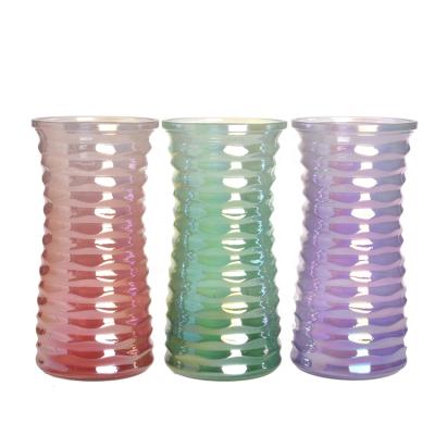 China Customized Colored Glass Vase Minimalist High Quality Glass Effect Flower Vase For Home Decoration for sale