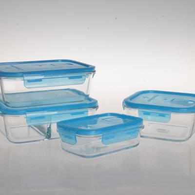 China Wholesale Clear Microwave BPA Free Meal Prep Bento Lunch Box Freshness Preservation Microwave Glass Food Containers With Plastic Lid for sale