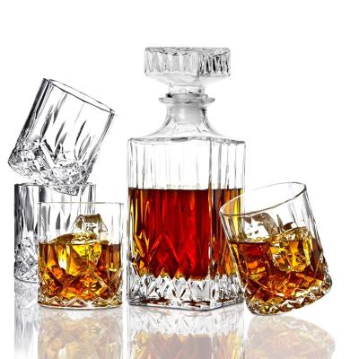 China Modern Wholesale Clear Glass Whiskey Decanter Crystal Glass Wine Decanter with Airtight Glass Cork for sale