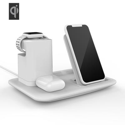 China Qi Qi 3 in 1 Wireless Charger Stand Fast Charging Multifunctional Mobile Phone Stand Wireless Charger for sale