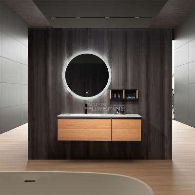 China Water Proof IP44 Solid Wood Double Bowls Bathroom Vanity Made In Vietnam for sale