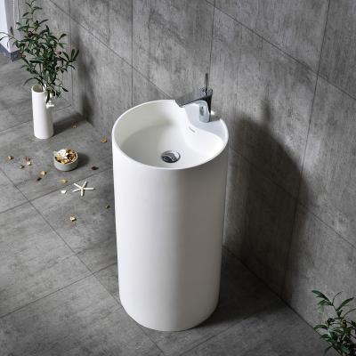 China Modern Resin Basin Round Shape Bathroom Hand Wash Basin Free Cast Iron Stone Art Sink for sale