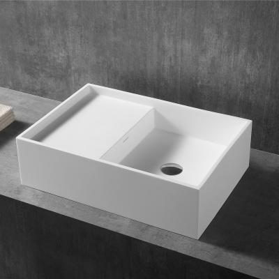 China Customized Stone Sink Easy Clean Design Solid Surface Basin Bathroom Wash Hand Basin Art Stone Sink popular in hotel and villa for sale