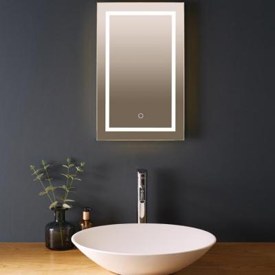 China Magnifying Vertical LED Lighted Mirror Cabinet Wall Mount Illuminated Medicine Cabinet for sale