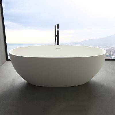 China Eco-friendly Oval Freestanding Bathroom Stone Standing Acrylic Solid Outdoor Bathtub For Sale for sale