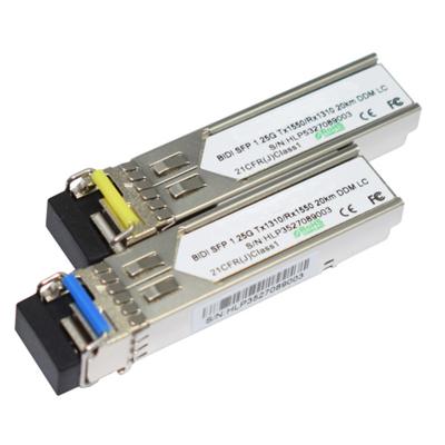 China For Network Switch Simplex Compatible 1.25G 1000BASE 1310/1550nm BIDI SC/LC 20KM SFP Module For GLC-BX-U/D 1-SFP-GE10KT13R15… for sale