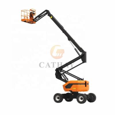 China Hotels CE Certificated 10m 14m 16m Small Load 230kg Self Propelled Articulated Sky Boom Lift With Battery Power for sale