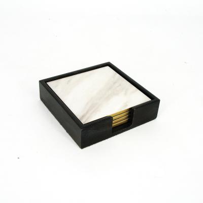 China Sustainable Cheap Boutique Custom Designed High End Marble Wood Tea Cup Coaster for sale