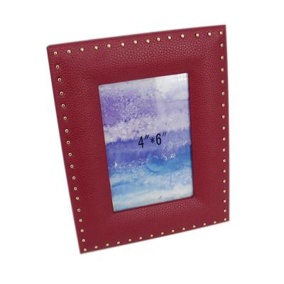 China Cheap High End Luxury Fashion Wooden 4 * 6pu Rivet Wood Picture Photo Frame for sale