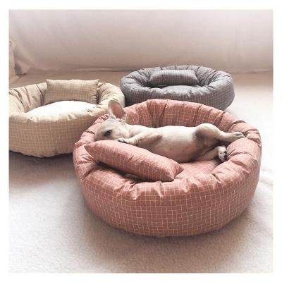 China 2020 Fashion Breathable Round Pet Bed With Removable Cushion For Soft Dog And Washable for sale