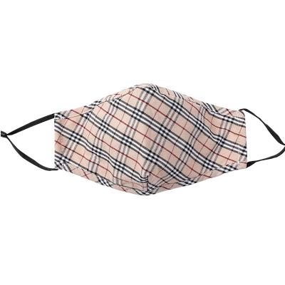 China Part face mask drop shipping 3ply fashion winter black plaid maskes can be inserted into and adjusted pluggable filter size 22*14cm for sale