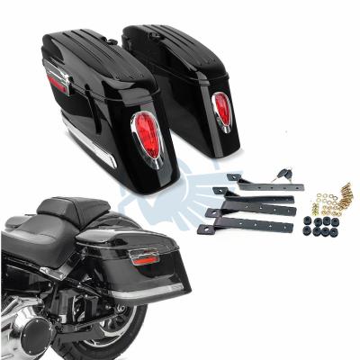 China ABS Motorbike Motorbike Strong Plastic Universal Baggers Cruisers Side Cases Bags With LED Rear Light For Motorcycles Waterproof Hard Saddle Bags for sale