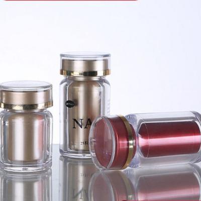 China Personal Care Pressing Tablet Candy Sealed Jar Saffron Packaging Bottle Health Products Transparent Acrylic Pill Capsule Bottle Custom for sale