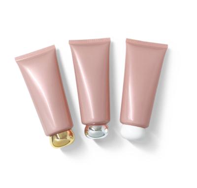 China High quality plastic pe mattlic gold flexible tube personal care rose color cap tube 100g tubes for cosmetic for sale