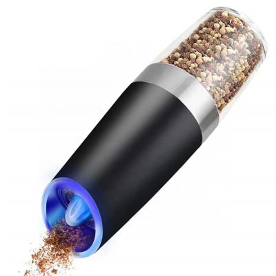 China Viable Electric Grinder Set Gravity Salt and Pepper Grinder with Adjustable Coarseness Battery Operated Blue LED Automatic Pepper and Salt Grinder for sale